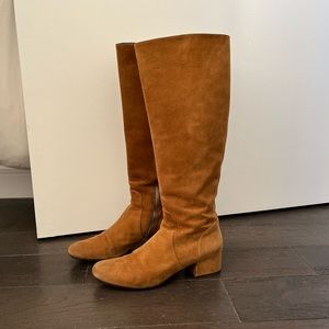 Saint Laurent suede brown tall boot